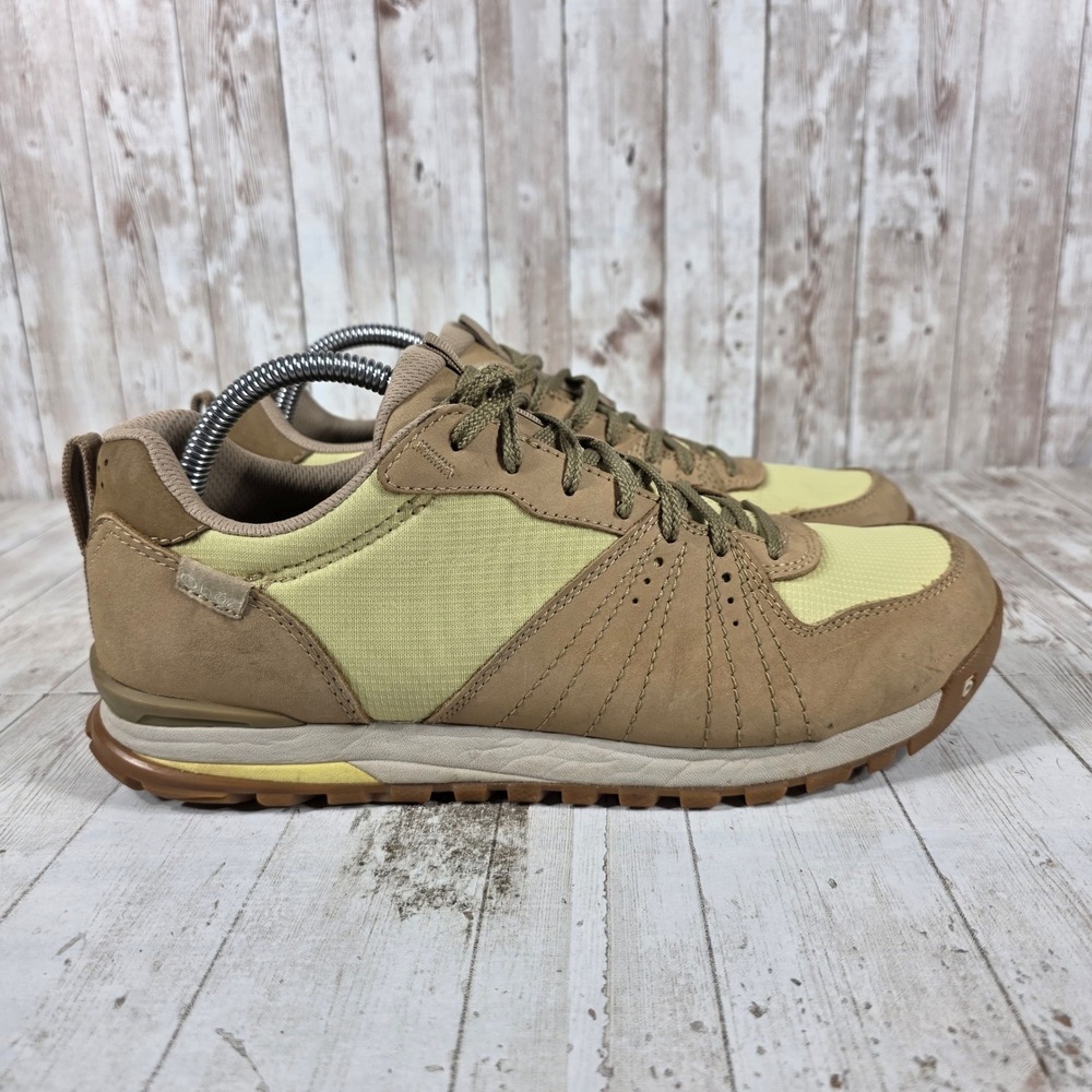 Oboz Womens Low Top Hiking Shoes Tan Yellow Nubuck Mesh Trail Sneakers 10.5 US